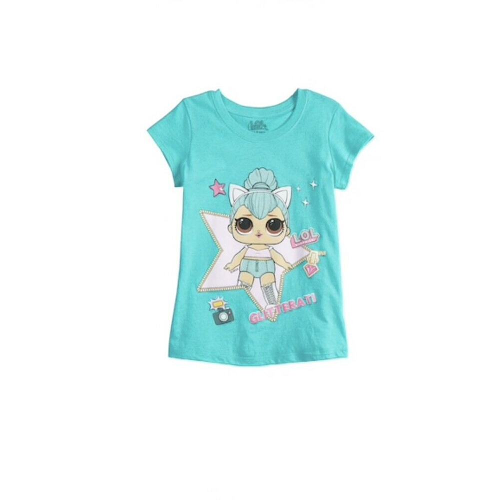 LOL Surprise Kitty Queen Sparkle Stars Short Sleeve Tee T Shirt Top Size 4